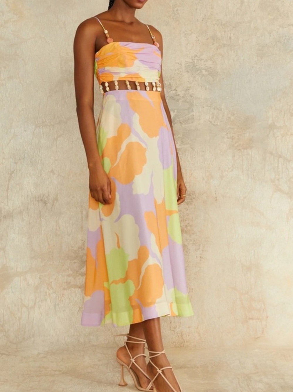AMUR Georgie Beaded Waist Midi dress - Picture 2 of 16